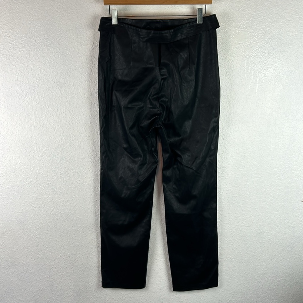 Perfect Revolve Superdown Chanice Buckle Pant Black Faux Leather Trouser Belted - Picture 7 of 8